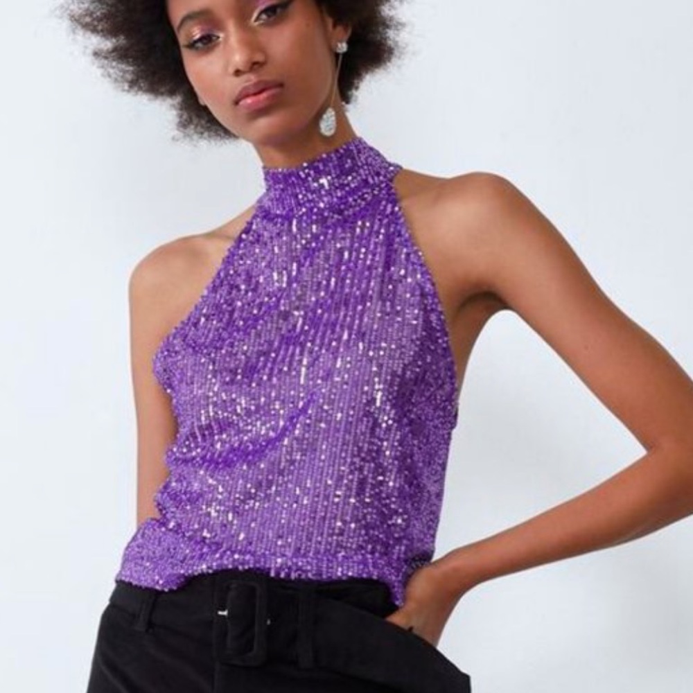 Zara Purple Sequin Top